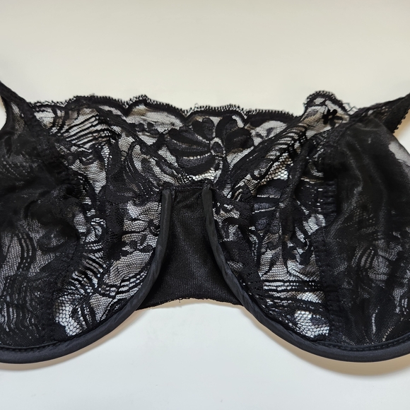 Vintage Special Request by Glamorise Black Floral Lace Underwire Bra 42B #9139 - Picture 6 of 9